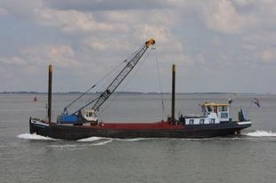 Crane barge dredger work boat