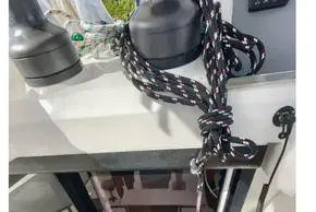 Interior view of a 2021 Leopard 50 yacht, featuring ropes and winches.