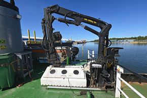 Crane and rescue boat on boat deck