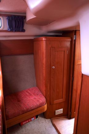 aft cabin seat and cupboard