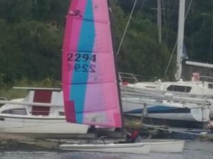 hobie 17 sport (faster with the jib)