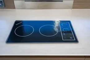 Modern Kenyon electric cooktop on Leopard 46 yacht, 2025 model.