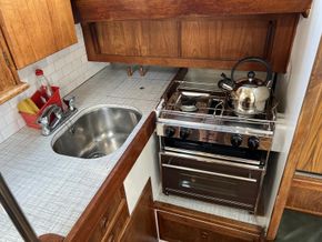 Galley, gimballed stove