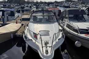 1991 Sealine 290 Ambassador boat docked, available for sale at marina.