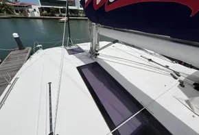 Leopard 45 catamaran docked at marina, 2019 model.