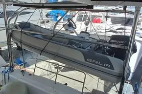 2024 Lagoon 42 catamaran with a Gala inflatable boat and Mercury outboard motor.