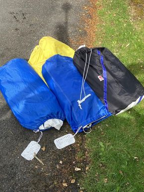 Main and Genoa in very good order. Both were replaced  approx 10 years ago. Unused as new storm jib. Spinnaker in good condition. Miscellaneous older sails including main and Genoa.