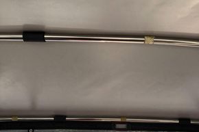 Stainless steel railings on a 1975 Princess 25 boat interior.