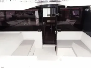 Leopard 50 yacht interior, 2020 model, featuring sleek seating and modern design.