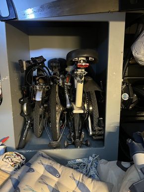 Two electric Bromptons fit in nook!