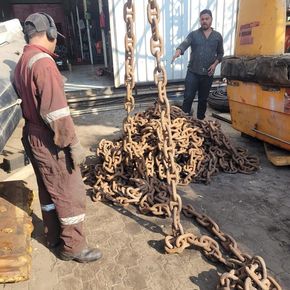 ship anchor chain and winch set