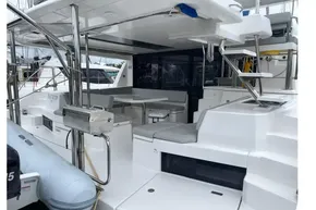 2022 Leopard 45 yacht with spacious deck and modern seating area.