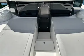 2022 Leopard 53 Powercat yacht interior with sleek seating and modern design.
