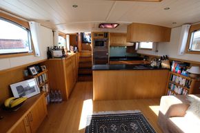 The well equipped Galley has a 4 burner gas cooker, fridge freezer, washing machine and excellent storage.