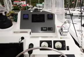 Leopard 50 yacht helm station with navigation instruments, 2020 model.