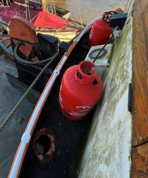 Aft deck and rudder blade. 