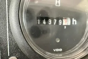 Close-up of a VDO hour meter showing 14379.9 hours on a Leopard 50, 2021 model.