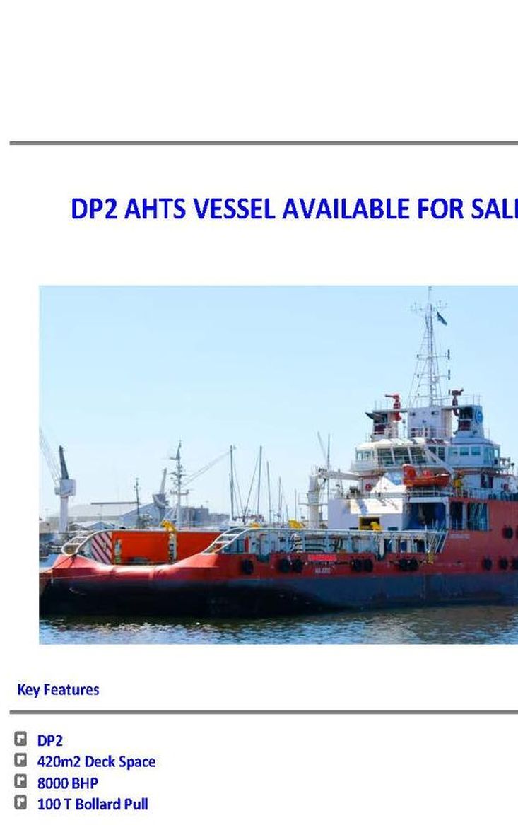 2011 DP2 AHTS OSV - 100 T BP/ 8000 BHP for Sale
