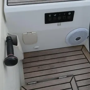 Beneteau Oceanis 51.1 yacht deck, featuring control panel and speaker, 2018 model.
