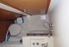 2019 Jeanneau Sun Odyssey 440 bathroom with shower and toilet.
