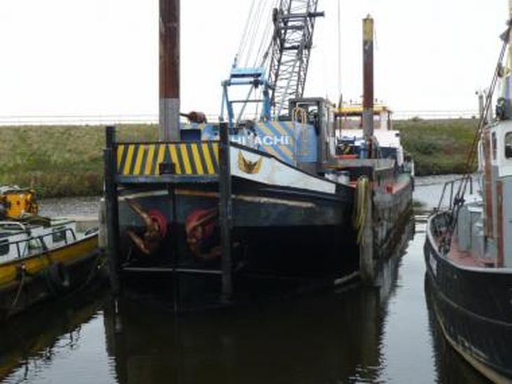 Crane barge dredger work boat