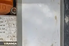 Engine label with specifications, partially visible, on a Leopard 45, 2022 model.