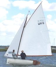 15ft Gaff rigged clinker wooden sailing dinghy, MFOB 1950