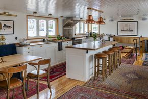 Kitchen and upper salon