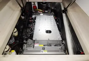 Engine compartment of a 2020 Leopard 43 Powercat yacht.