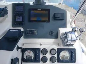 Leopard 45 yacht control panel with navigation and engine gauges, 2019 model.