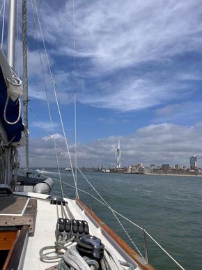 Westray in Portsmouth Harbour Spinnaker Tower May 2026