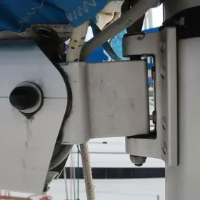 Close-up of Beneteau Oceanis 41.1 sailboat rigging, 2019 model.