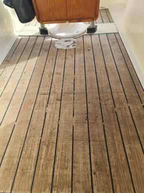 Cockpit worn teak floor