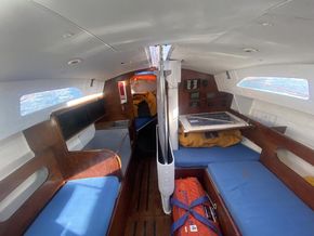 Cabin lights looking  forward with keel up