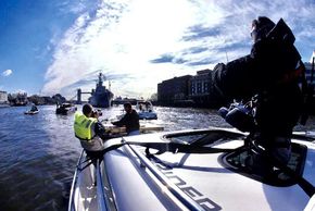 Roof Hatches open for filming - Bond Movie