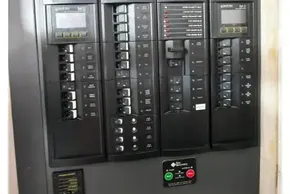 Electrical panel of a 2019 Leopard 50, featuring circuit breakers and voltage indicators.