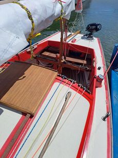 Folkboat with metal mast and boom