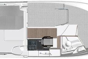 Jeanneau Merry Fisher 695 wheelhouse boat - diagram of berths in wheelhouse and cabin