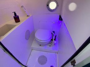 Loo and shower, hot water