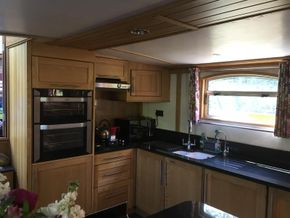 Galley equipment, granite work surfaces with ceramic under sink