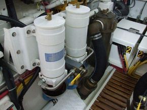 Engine room - twin Racor water separating fuel filters