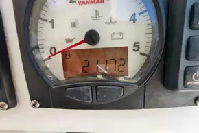 Close-up of a Yanmar engine gauge on a 2019 Leopard 50 boat.