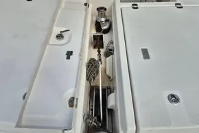 Leopard 45 yacht deck with winch and storage compartments, 2020 model.