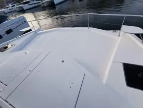 2017 Leopard 51 Powercat deck view at marina.