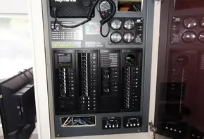 Electrical control panel of a 2017 Leopard 45 catamaran.