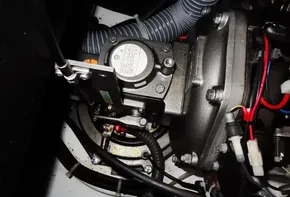 Engine compartment of a 2017 Jeanneau Sun Odyssey 389 sailboat.