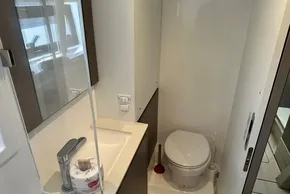 Bathroom interior of 2025 Robertson and Caine Leopard 46 Powercat, featuring modern fixtures.