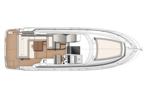 Jeanneau Leader 36 diesel sports cruiser - diagram of cockpit with folding table and sun lounger