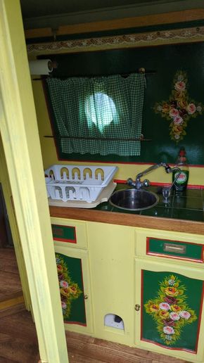 Galley with tiled work surface