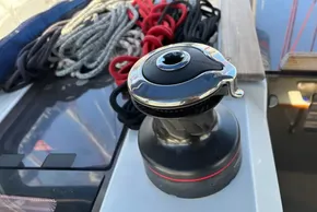 Winch and ropes on Jeanneau Sun Odyssey 389 sailboat, 2020 model.